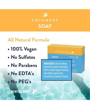 Newton Bay Swimmers Soap | All Natural Body and Face Wash Bar | Removes Chlorine After Swim | Nourishes Sensitive Skin | 2-Pack 4oz Bars - Buy Online on SooperMarket.com