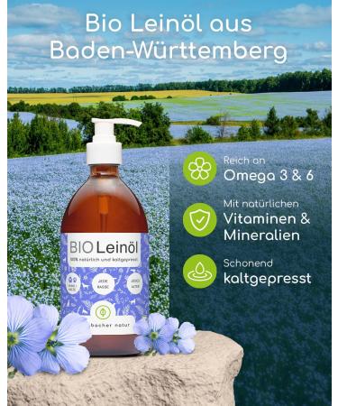 Buy Wolfsbach Organic Linseed Oil for Dogs & Cats - 500ml Cold Pressed Omega 3 & 6 - 100% Organic from Germany - BARF & Feed Oil De- ko-060 - Buy Online on SooperMarket.com