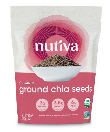 Nutiva Organic Premium Raw Ground Chia Seeds, 12 Oz, USDA Organic, Non-GMO, Whole 30 Approved, Vegan, Gluten-Free & Keto, Nutrient-Dense Seeds with 3g Protein & 5g Fiber for Salads, Yogurt & Smoothies