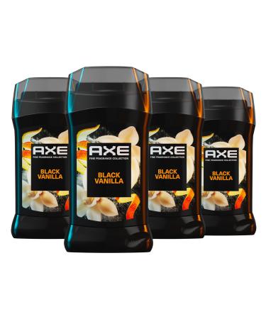 AXE Fine Fragrance Collection Deodorant Stick Black Vanilla with Orange + Sandalwood Essential Oils 4 Pack with 72H Freshness Aluminum-Free 3 oz