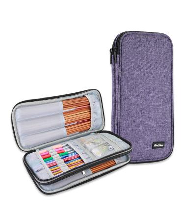 ProCase Knitting Needles Case (up to 11 Inches) Travel Organizer Storage Zipper Bag for Circular and Straight Knitting Needles Crochet Hooks and Other Accessories (NO Accessories Included) Purple