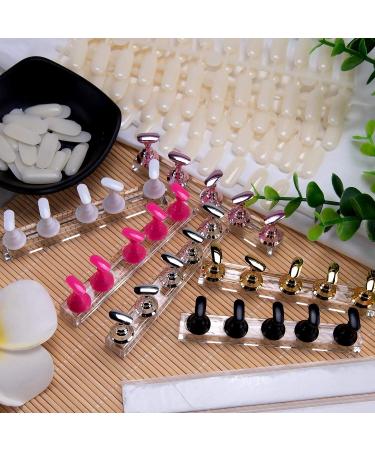 2 Set Acrylic Nail Practice Stand | Magnetic Nail Tip Art Display Holder with Reusable Adhesive Putty - Manicure Tool for Home & Salon (Metal Pink & Silver - Buy Online on SooperMarket.com