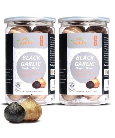 Black Garlic Single Clove Fermented for 90 days, 0 additives, high in antioxidants, HALAL Certified 8.5oz Pack of 2 By APEXY