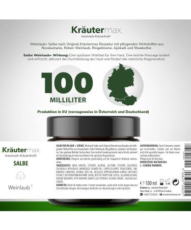 Vine Leaf Ointment with Horse Chestnut Extract - 3 x 100 ml Cream for Pain Relief | Fast International Shipping - Buy Online on SooperMarket.com