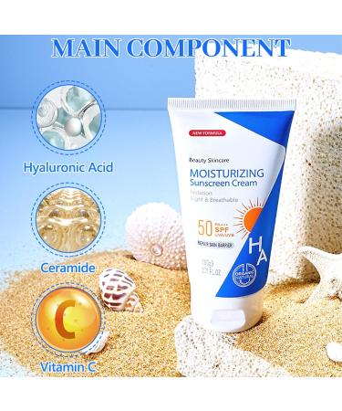 Hyaluronic Acid Body Sunscreen SPF 50 | Hydrating Water-Resistant Lotion for Face & Body | Moisturizing Sunscreen Moisturizer - Buy Online on SooperMarket.com