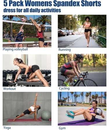 TelaLeo 5 Pack Women's Volleyball Compression Shorts - High Waist Yoga Shorts (5Black, Medium) - Buy Online on SooperMarket.com