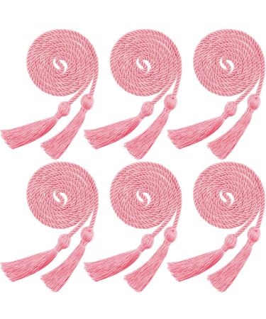 6 Pieces Graduation Cords Rope Belt Honor Cords Graduation Ceremonies Honors Cords Long Tassel for Graduation Photos Parties Activities (Pink)