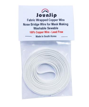Nose Bridge Strip Fabric Wrapped Copper Wire  Washable Sewable (White  5 Yards) - No Plastic White 5 Yards