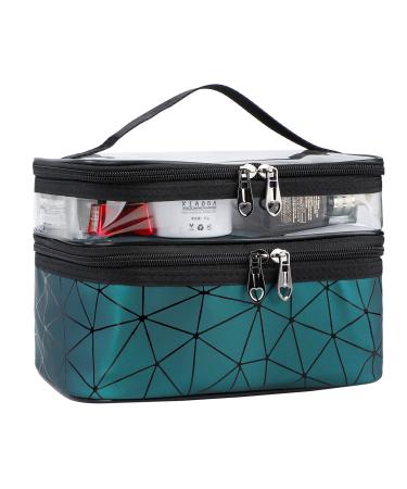 Cosmetics bag Double -layer -layered cultural bags. Manufacturing transparent travel make -up bag Big makeup bag case organizer waterproof wash bag for men and women green
