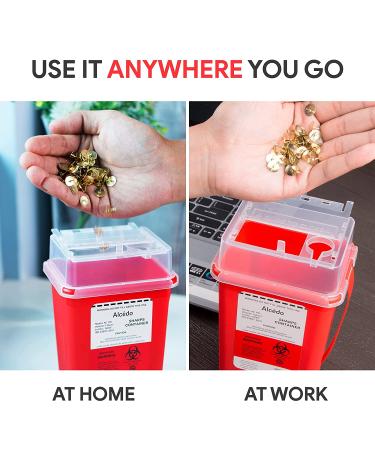 Sharps Container for Home Use and Professional 1 Quart (3-Pack) by Alcedo | Biohazard Needle and Syringe Disposal | Small Portable Container for Travel 1 Quart 3 - Buy Online on SooperMarket.com