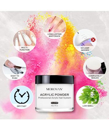 Morovan Clear Acrylic Powder 60g - Professional Nail Extension Powder for Carving Nails - No Nail Lamp Needed - Buy Online on SooperMarket.com
