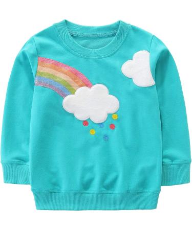 Girls Cotton Sweatshirt | Long Sleeve Pullover for Toddlers | Age 3-4 Years | Rainbow Design - Buy Online on SooperMarket.com