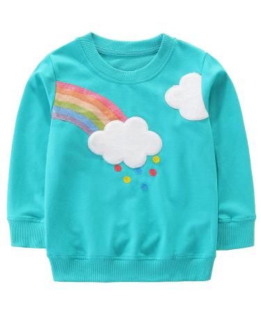 Girls Sweatshirt for Kids Cotton Top Casual Jumper Girl T Shirt Toddler Clothes Long Sleeve Pullover Age 1-12 Years 3-4 Years Rainbow