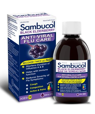 Sambucol Black Elderberry Anti-Viral Flu Care | Quickly Relieves Cold & Flu Symptoms | Immune Support & Antioxidant | Ideal for Families | Syrup 230 mL blue Anti-Viral Flu Care 230 ml (Pack of 1)