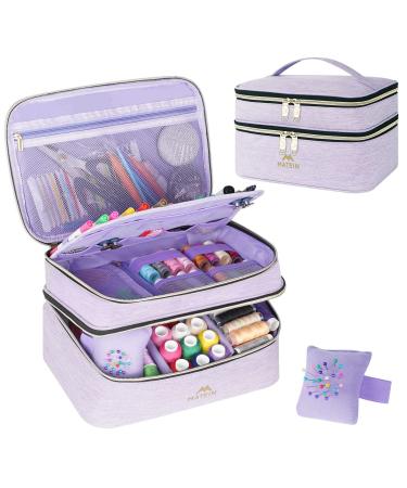 Sewing Supplies Organizer  Double-Layer Sewing Box Organizer Accessories Storage Bag  Large Sewing Basket Water Resistant Travel Women Sewing Gifts for Kit  Scissors  Thread  Pins  Needles  Clips