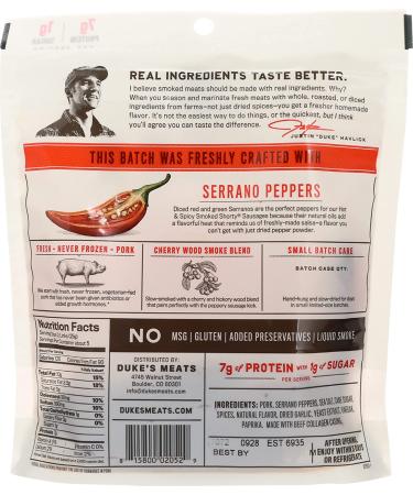 Dukes Jerky Sausages Shorty Smoked Hot And Spicy 4oz - Delicious Snack with a Kick! - Buy Online on SooperMarket.com