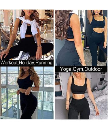 TWFRHC Women's Ribbed Tank Seamless Gym Set - High Waist Yoga Shorts - Black - Large - Buy Online on SooperMarket.com