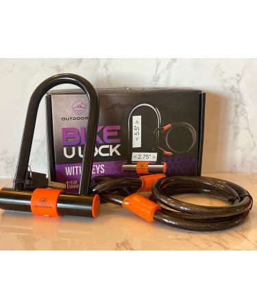 Heavy Duty Bike U Lock with Cable - Anti Theft Bicycle Lock Holder - Buy Online on SooperMarket.com