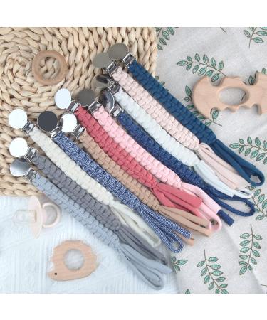 Shop Kowlone 2-Pack Cotton Pacifier Clips for Girls - Braided Dummy Holders in Gray and Star Blue - Ideal Baby Shower Gift - Buy Online on SooperMarket.com