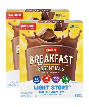 Carnation Breakfast Essentials Light Start Powder Drink Mix Rich Milk Chocolate.705 Oz 8 Ct (Pack of 2) Rich Milk Chocolate 1 Count (Pack of 2)