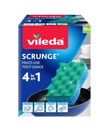 Vileda Scrunge Multi-Use Non-Scratch Scrub Sponge (Pack of 10) | Rinses Clean Stays Fresh | Durable & Long-Lasting | Dishwasher Safe 10-Pack Scrub Sponge