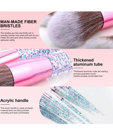 10 PCS Glitter Handle Makeup Brush Set | Professional Face & Eye Brushes | Green Cosmetic Brushes in Transparent Bag - International Shipping - Buy Online on SooperMarket.com
