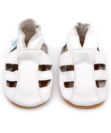 Dotty Fish Soft Leather Baby Shoes | Toddler Sandals | Non-slip Suede Soles | 0-6 Months to 3-4 Years | White - Buy Online on SooperMarket.com