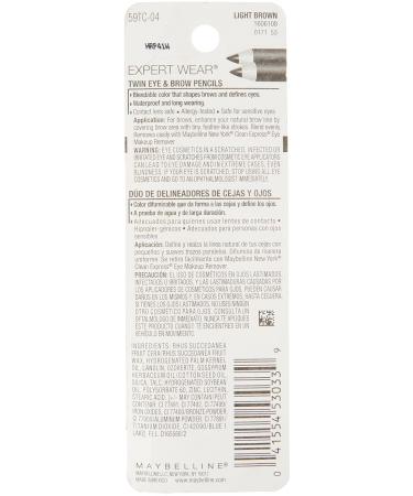 Maybelline Expert Eyes Twin Brow and Eye Pencils Light Brown 104 - 0.06 oz (Pack of 2) - Buy Online on SooperMarket.com