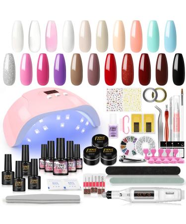 PEACECOLOR Gel Nail Kit 23Pcs Gel Nail Polish Sets with Lamp Starter Kit with Top Base Coat and Electric Nail File 36W UV/LED Nail Lamp Professional Manicure Tools & Decoration Halloween Xmas KAP0022