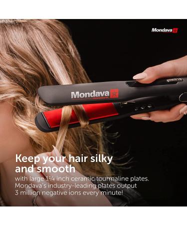 MONDAVA Professional Ceramic Tourmaline Flat Iron Hair Straightener - Dual Voltage Digital Technology, Straighten & Style Wild Hair in Under 8 Min | Ionic Technology | CLASSIC - Buy Online on SooperMarket.com