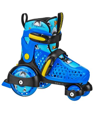 Roller Derby Fun Roll Adjustable Roller Skates for Beginners, Boys and Girls Pizza Shark Medium (11-2)