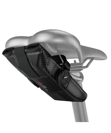 KOM Cycling Saddle Tool Roll Bag for Road, Mountain Biking, and Gravel Cycling - Saddle Roll is an alternative to the traditional Cycling Saddle Bag - Features 3 pockets and ATOP dial for tightening! Stealth Black