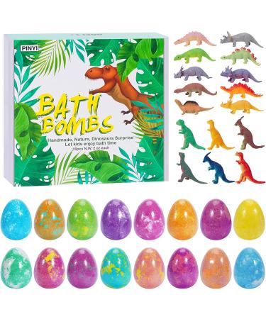 Dino Egg Bath Bombs for Kids - 16 Pack with Toys Inside Surprise | Vegan Essential Oil Spa Fizzies for Boys, Girls, Women | Skin Moisturizing Bubble Bath Bombs - Buy Online on SooperMarket.com