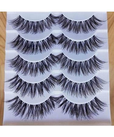 Bluelans 5 Pairs Long Cross False Eyelashes Makeup Natural Thick Black Fake Eye Lashes Extension Makeup