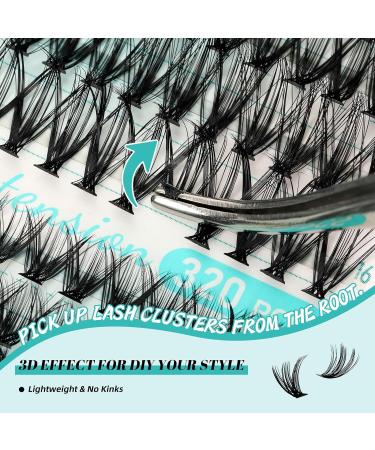 Lash Extension Kit 320Pcs - DIY Individual Lashes Clusters Bond & Seal Remover & Applicator Tool - 3040D D-Mix 9-16mm for At Home Use - Buy Online on SooperMarket.com