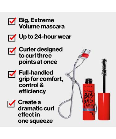 Revlon Triple Stepped Lash Curler with So Fierce Big Bad Lash Mascara - 0.34 Fl Oz (760 Blackest Black) - Buy Online on SooperMarket.com