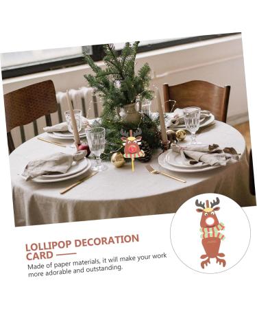 HOLIDYOYO 75 Pcs Lollipop Paper Card Elk Reindeer Candy Holder Xmas Lollipops Sweets for Lollpop - Buy Online on SooperMarket.com