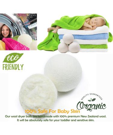 Buy Eco-Friendly Wool Dryer Balls (4 Pack) - XL Natural Fabric Softener & Static Guard - 100% New Zealand Wool - Buy Online on SooperMarket.com