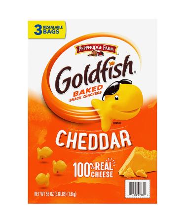 Pepperidge Farm Goldfish Cheddar Crackers 58oz Box - 3 Resealable Pouches, 1.2lb (Pack of 3) - Buy Online on SooperMarket.com