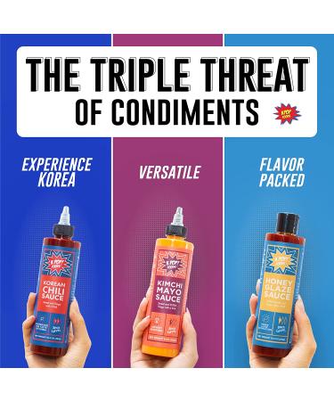 KPOP Foods Variety Sauce Set: Kimchi Spicy Mayo, Chili, Honey Glaze Sweet Chili Sauce with Real Gochujang. Perfect for Traditional Korean Cooking and BBQ - Buy Online on SooperMarket.com