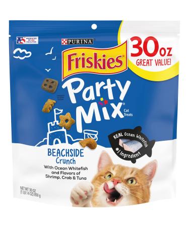 Purina Friskies Party Mix Adult Cat Treats Extra Large Pouches Beachside Crunch 30 oz. Pouch