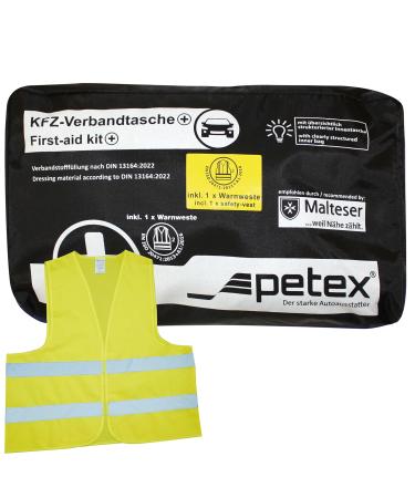 PETEX 2 in 1 first aid kit Plus contents according to DIN13164:2022 in black first aid first aid kit first aid kit PLUS black