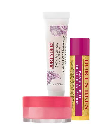 Burt's Bees Christmas Lip Care Set - Passionfruit Balm, Overnight Treatment & Hydrating Oil - Buy Online on SooperMarket.com