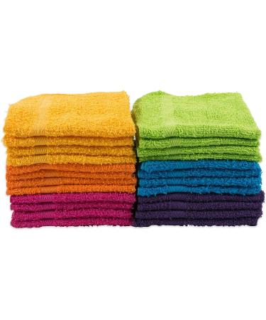 Set of 24 Assorted Bright Colored Premium Washcloths - Contemporary Home Living - Buy Online on SooperMarket.com