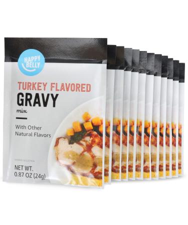 Amazon Brand - Happy Belly Turkey Flavored Gravy Mix, 0.87 Oz (Pack of 12)
