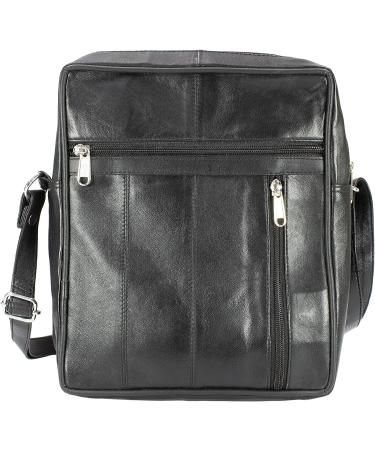 Paul Walter Genuine Leather Black Crossbody Shoulder Bag - Unisex Travel Kit Handbag - Buy Online on SooperMarket.com