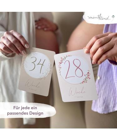 Mintkind Milestone Cards for Pregnancy | 32 Floral Baby Bump Photo Cards | Perfect Gift for Expectant Mothers | Announce Pregnancy - Buy Online on SooperMarket.com