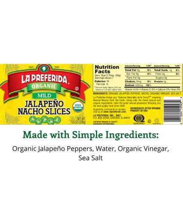 La Preferida Organic Jalapeno Nacho Slices - Mild 11.5 oz (Pack of 2) | Organic Mild Jalapeno Slices - 11.5 Ounce (2 Pack) - Buy Online on SooperMarket.com