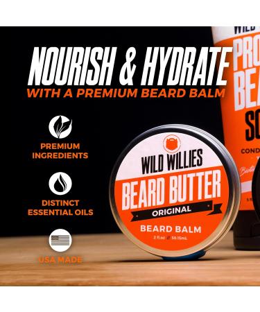 Wild Willies Beard Butter Leave-In Conditioner - Organic Beard Balm for Fast Growth & Softening - 2 Oz Pack of 2 - Bourbon Cedar - Buy Online on SooperMarket.com