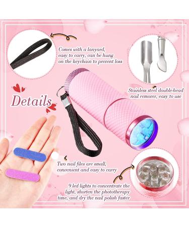 Chumia Mini UV LED Nail Lamp for Gel Nails - Portable Manicure Tool with Nail Cuticle Pusher and Files (Pink) - Buy Online on SooperMarket.com